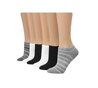 Hanes Damen Women's, Lightweight Breathable and Super No Show, 6-Pack Lässige Socken, schwarz/grau, 40.5-46 EU (6er Pack)