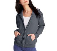 Hanes Damen, EcoSmart Fleece Full Hoodie, Zip Up Hooded Sweatshirt for Women Kapuzenpullover, Schiefer-Heather, Large
