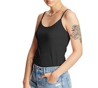 Hanes Damen Integriertem Büstenhalter, Stretch-Baumwoll-mieder, Verstellbare Träger Trgershirt/Cami Shirt, Schwarz, 1 Stück, Mittel