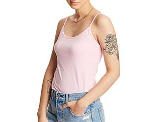 Hanes Damen Integriertem Büstenhalter, Stretch-Baumwoll-mieder, Verstellbare Träger Trgershirt/Cami Shirt, Paleo Pink, Klein