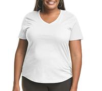 Hanes Damen Just Plus Size Cotton Jersey T-Shirt Kurzarm V-Ausschnitt Tee, Weiss/opulenter Garten, 46