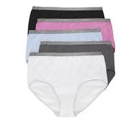 Hanes Damen Just Underwear Cotton Stretch Slip Panties Plus Size 5-Pack, Wei /Grau/Blau/Rosa/Schwarz, 9