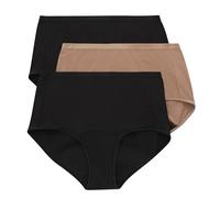 Hanes Damen Komfort, Unterwäsche, Super Leaks Nach der Geburt, Perioden-und Nachtschutz, Multipack Slip, 3er-Pack Slips, Schwarz/Pekannuss/Schwarz, M