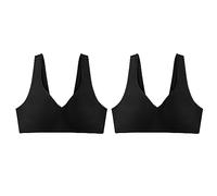 Hanes Damen Kühlung, Nahtloser glatter Komfort-drahtloser T-Shirt BH, Blickdicht, Schwarz/Schwarz, 2er-Pack, XXX-Large