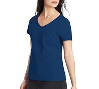 Hanes Damen Kurzarm Nano-T V-Ausschnitt Tee, Navy, Mittel