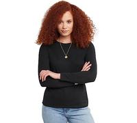 Hanes Damen Long Sleeve Cotton T-Shirt, Lightweight Crewneck Tee for Women, Modern Fit Hemd, Ebenholz, X-Groß