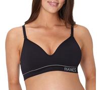 Hanes Damen Maternity Bra, Seamless Wireless Nursing Bralette for Women, Adjustable Straps BH, Schwarz, Large