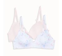 Hanes Damen Molded Wirefree Bra 2 Pack BH, Blickdicht [NA], Buttterfly Toss/Light Buff, 65A (2er Pack)