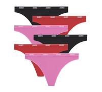 Hanes Damen Moves Underwear, 360° Flex Stretch Panties, Smooth & Seamless Thongs, 6-Pack Tangahöschen, Schwarz/Glimmer Red/Vibe Pink/Schwarz/Gimmer Red/Vibe Pink, M (6er Pack)