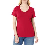 Hanes Damen Nano Premium Baumwolle V-Ausschnitt T-Shirt Mode T-Shirts Dunkelrot