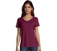 Hanes Damen Nano-T-Shirt mit V-Ausschnitt, Kastanienbraun, Gr e S