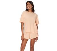 Hanes Damen Originals 2 Piece Lounge, Comfywear Supersoft Boxy T-Shirt & Sleep Shorts Loungewear Set Pyjamaset, Mellow Peach/Mellow Pfirsich, XS (2er Pack)