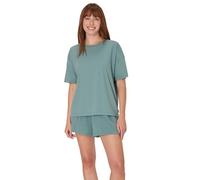 Hanes Damen Originals 2-teiliges Lounge, Comfywear, Superweiches Boxy-t-Shirt und Schlaf-Shorts, Loungewear-Set Pyjamaset, Verblasstes Salbeigrün/verblasstes Salbeigrün, XS (2er Pack)
