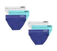 Hanes Damen Originals Bikinihöschen, nahtlos, Stretch, gerippt, 6er-Pack Unterwäsche im Bikini-Stil, Weiß/Blaugrün/helles Violett-Indigo, M
