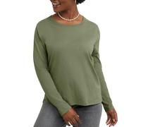 Hanes Damen Originals Langarm-T-Shirt aus Baumwolle, leicht, Rundhalsausschnitt, Moderne Passform, Oregano, X-Klein