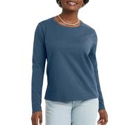Hanes Originals Damen-T-Shirt, lang rmelig, Baumwolle, leicht, Rundhalsausschnitt, moderne Passform, Trekking Grey, X-Gro