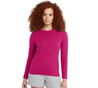 Hanes Damen Originals Langarmshirt aus Baumwolle, leichtes T-Shirt mit Rundhalsausschnitt, Moderne Passform Hemd, Sizzling Pink, Klein
