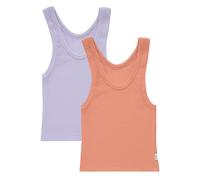 Hanes Damen Originals Rib Crop Tank 2-Pack, Comfywear Stretch Cotton Cropped Top Pyjamaoberteil, Cameo Stone Pink/Vega Violet, Groß (2er Pack)