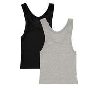 Hanes Damen Cropped Tank Originals Rib 2er-Pack Stretch-Baumwolle Heather Grey Marle/Black X-Klein