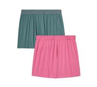 Hanes Damen Originals Schlaf, 2er-Pack, Comfywear Superweiche Lounge-Shorts, 8,3 cm Pyjamaunterteil, Verblasstes Salbeigrün/Papageienrosa, Klein