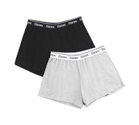 Hanes Damen Originals Schlaf-Shorts, 2 Stück Pyjamaunterteil, grau meliert/schwarz, M (2er Pack)