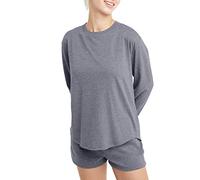 Hanes Damen Originals Tri-Blend Langarm, Rundhalsausschnitt, entspannte Passform T-Shirt, Athletic Navy Pe Heather, X-Klein