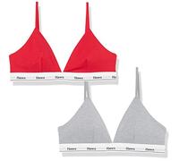 Hanes Damen Originals Triangle Bralette Pack, Breathable Stretch Cotton Bras, 2-Pack BH, Undurchsichtige, Shelton Red/Concrete Heather, Medium (2er