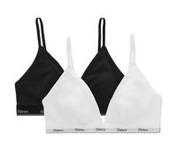 Hanes Damen Bralette Dreieck-BH 2er-Pack atmungsaktive Stretch-Baumwolle Weiß/Schwarz M