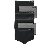 Hanes Damen Originals Underwear Soft Seamless Rib Boyfit Panties High Waist 6er Pack Slip, Schwarz/Heritage Grey Marle, S