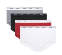 Hanes Damen Originals Unterwäsche, Atmungsaktive Stretch-Baumwolle, Boyshort Höschen, 4er-Pack Slips für Jungen, Shelton Red/Concrete Heather/White/Black, M
