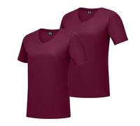 Hanes Damen Perfect V-Ausschnitt, Baumwolle, Kurzärmelig, 1er Oder 2er-Pack T-Shirt, Kastanienbraun, 2 Stück, Mittel