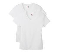 Hanes Damen Perfect V-Ausschnitt, ringgesponnene Baumwolle, kurzärmeliges, 1 oder 2er-Pack T-Shirt, Weiß - 2 Stück, XX-Large