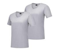 Hanes Damen Perfect-t V-Neck, Cotton Short Sleeve Tee for Women, 1 Or 2 Pack T-Shirt, Light Steel 2er-Pack, Groß