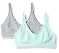 Hanes Damen Seamless ComfortFlex Fit Cozy Pullover Bra 2-Pack Trainings-BH, Heather Grey/Blue Spearmint, Klein (2er Pack)