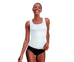Hanes Damen Set, Geripptes Tank-Top, Vorteilspack, Bequeme 100% Baumwolle, Tanktops, 6er-Pack Unterhemd, weiß, M