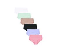 Hanes Damen Slips Set – glättende Mikrofaser, No-Show, hohe Taille, 6er-Pack, Größe 7