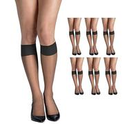Hanes Damen Kniestrümpfe Silk Reflections, seidig, verstärkte Zehenpartie, Barely Black, 6er-Pack