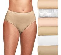 Hanes Damen Slip, atmungsaktiv, Baumwolle, 6er-Pack, Taupe/Wht/Lt Buff/Nude/Nude Hthr/Dot Prt, 8