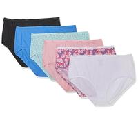 Hanes Damen-Slip 6er-Pack, hohe Taille, feuchtigkeitsableitende Baumwolle, Einfarbig/Print-Mix Gr.34