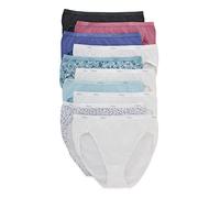Hanes Damen-Slips – Hochgeschnittener Baumwoll-Slip, 6er-Pack, Einfarbig/Print-Mix, Größe 9