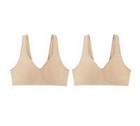 Hanes Damen Wireless, Smooth Comfort Full-Coverage T-Shirt Bra, Single Or 2-Pack BH, Undurchsichtige, Nude/Nude, 2er-Pack, Large