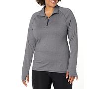 Hanes Damen Sport Performance Fleece-Pullover mit Viertelreißverschluss Sweatshirt, Schwarz meliert, XL