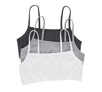 Hanes Damen String, Low Impact, kühlender Stretch-Baumwoll-Bralette, 3er-Pack BH, Undurchsichtige, Sky Grey Heather/Concrete Heather/White, XL