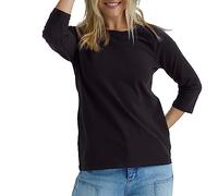 Hanes Damen T-Shirt mit Raglanärmeln aus Stretch-Baumwolle Hemd, Schwarz, XXL