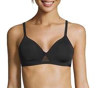 Hanes Damen T-Shirt, Oh So Light Bügelloser, ComfortFlex-Passform, Komfortschaum BH, Schwarz/Nude, X-Large