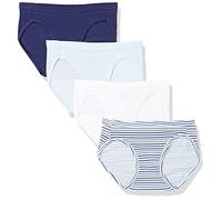 Hanes Damen Ultimate ComfortSoft Stretch-bikinihöschen, 5 Stück Unterwäsche im Bikini-Stil, Weiß, Blau Bing Heather, Blue Heritage, Streifendruck, Magical Blue, Coil Blue, 7 (5er Pack)