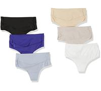 Hanes Damen Unterwäsche Tanga, Glatte Mikrofaser Stringhöschen für Frauen, Tangahöschen, 6er-Pack Stringtangas, 34
