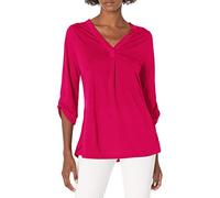 Hanes Damen Women's Lightweight Rolled Sleeve Top Hemd, Strawberry Rouge, Mittel