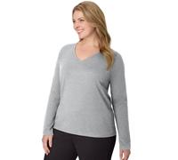 Hanes T-Shirt Originals Damen – V-Ausschnitt, Langarm, Baumwolle, Leichter Stahl, Klein
