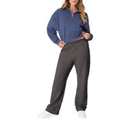 Hanes EcoSmart Damen-Sweathose aus Fleece, zierlich, mit offenem Boden, zierlich, 71 cm, Slate Heather - Regular, X-Groß
